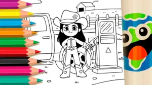 Coloring page Cowgirl Ana Castela Pickup Truck Coloring Pages