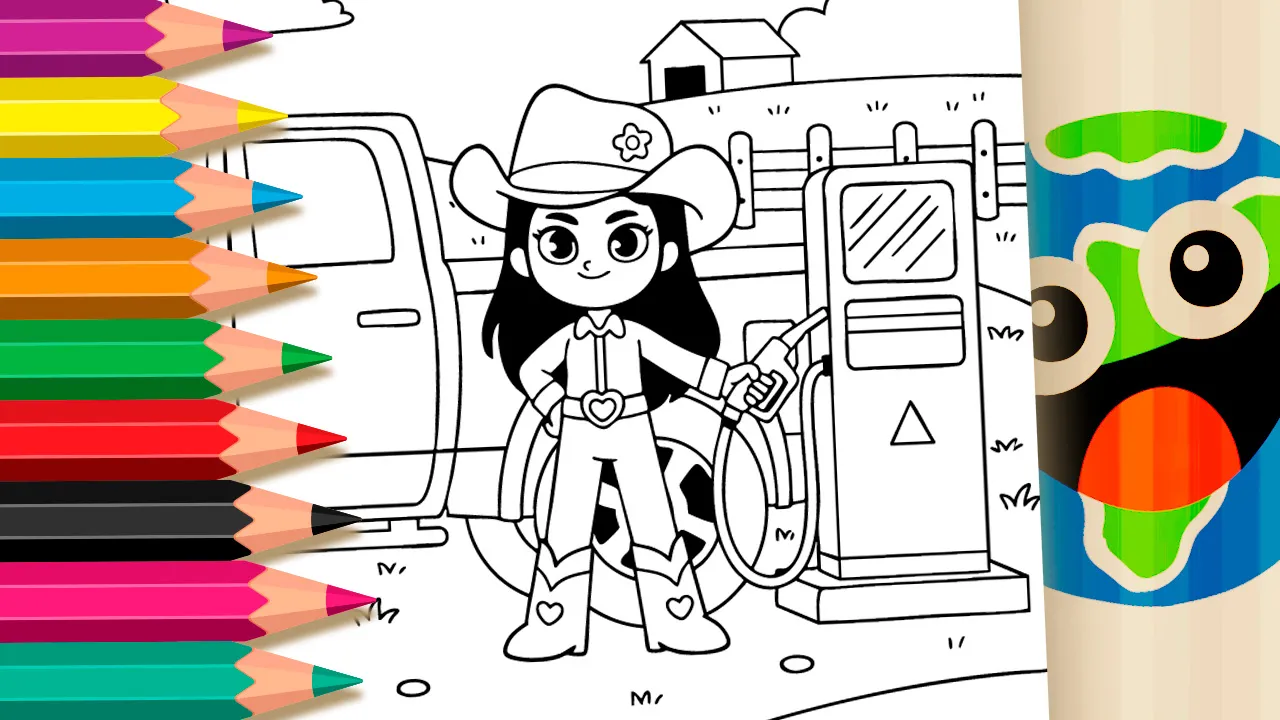 Cowgirl Ana Castela Pickup Truck Coloring Pages