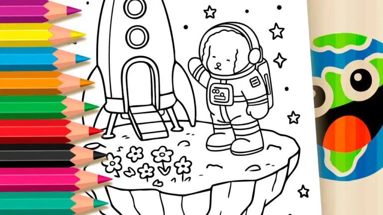 Bobbie Goods Style Astronaut Coloring Page – FREE Online Fun - Cute & Kawaii Coloring Pages Online