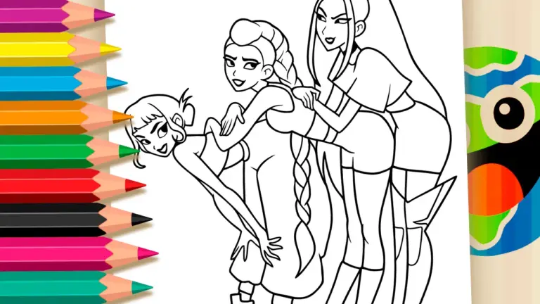 Free HUNTRIX K-Pop Demon Hunters Coloring Pages - Famous Characters Coloring Pages