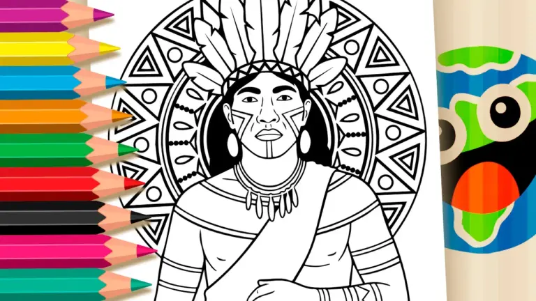 Indigenous Warrior Coloring Page – Kayapó Culture - Culture & Holiday Coloring Pages