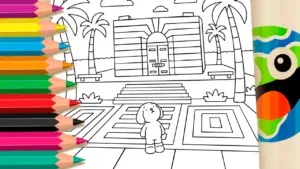 Coloring page Bobbie Goods Style Coloring Page: Looking at the Sky - Free to Color Now