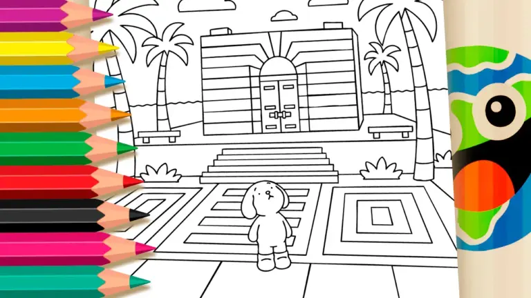 Bobbie Goods Style Coloring Page: Looking at the Sky – Free to Color Now - Cute & Kawaii Coloring Pages Online