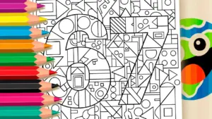Free Number 67 Mosaic Style Coloring Page coloring page