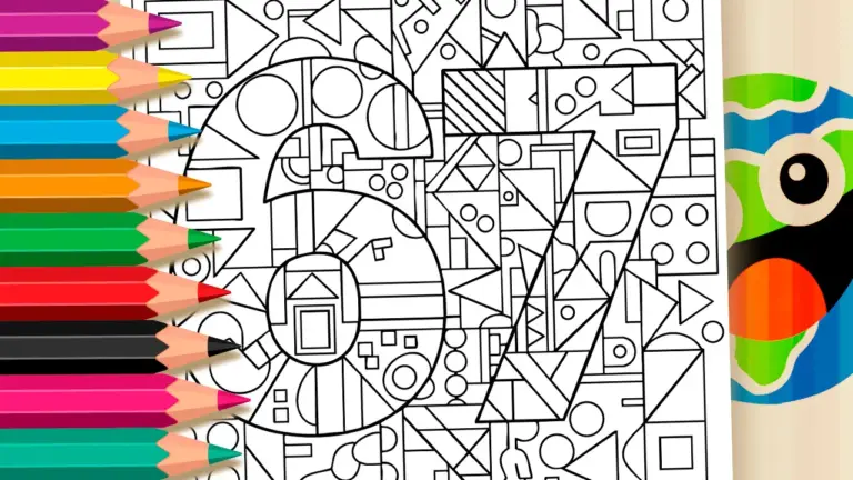 Free Number 67 Mosaic Style Coloring Page - Relaxing and Adult Coloring Pages: Mindfulness & Mandalas
