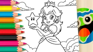 Coloring page Princess Peach Coloring Page - Free Online Fun