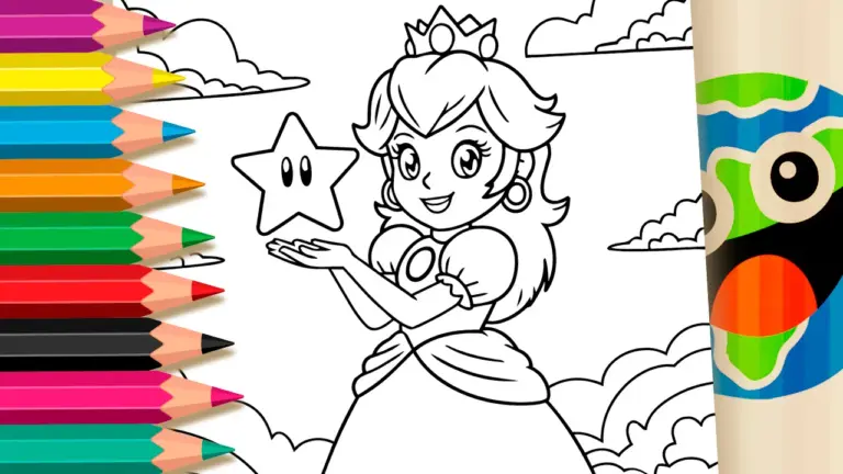 Princess Peach Coloring Page – Free Online Fun - Famous Characters Coloring Pages