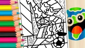 Coloring page Romero Britto Soccer Player Coloring Page - Free Mobile Coloring Fun