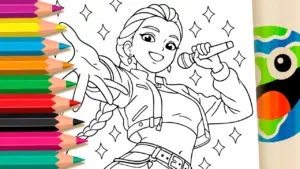 Coloring page Rumi K-pop Warrior Coloring Pages - FREE Online Art Fun