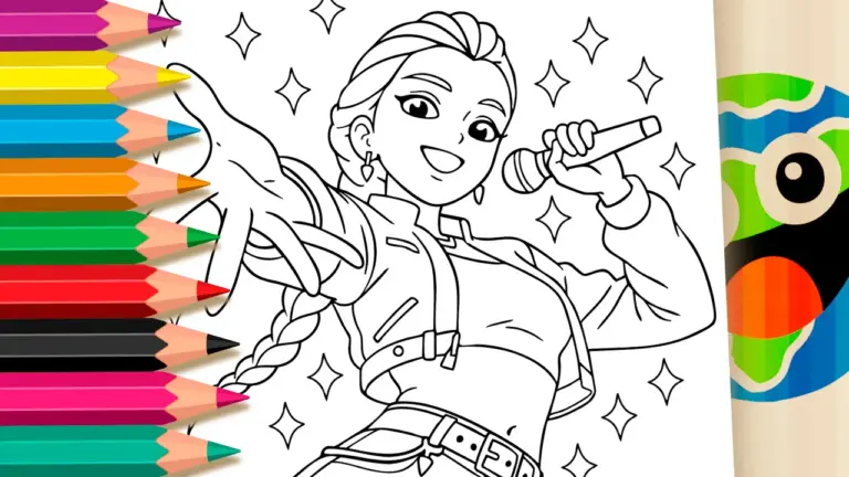 Rumi K-pop Warrior Coloring Pages – FREE Online Art Fun - Famous Characters Coloring Pages