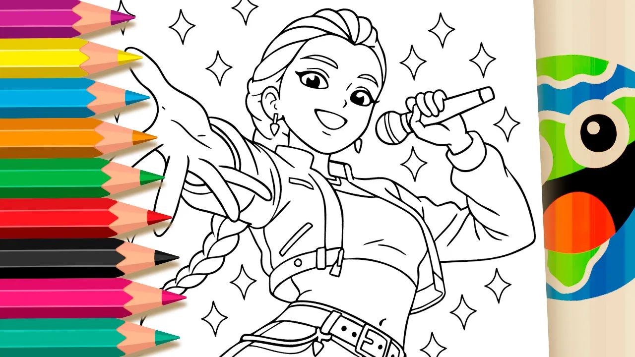 Rumi K-pop Warrior Coloring Pages – FREE Online Art Fun