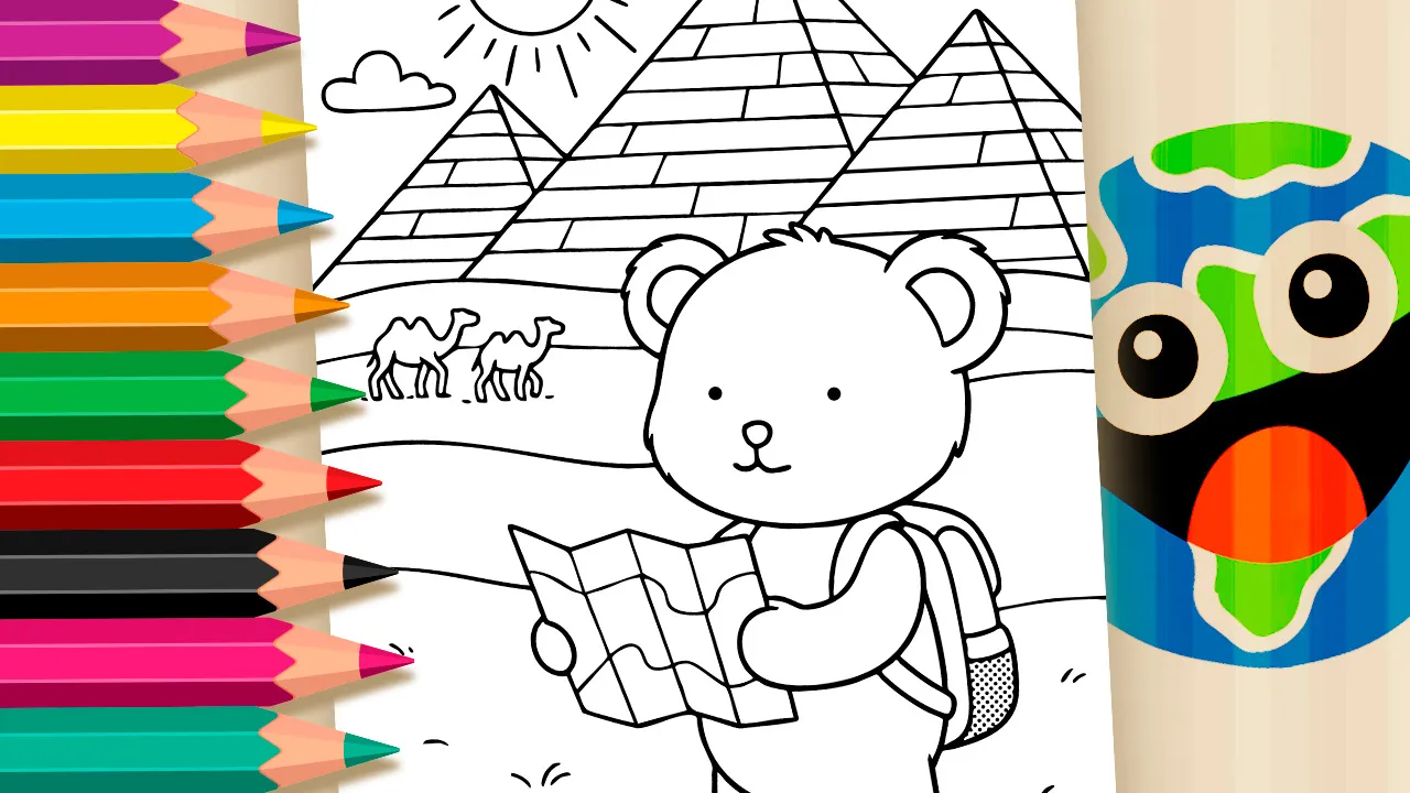 Cute Teddy Bear in Egypt Coloring Pages