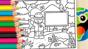 Coloring page Forest Expedition Bear Coloring Pages