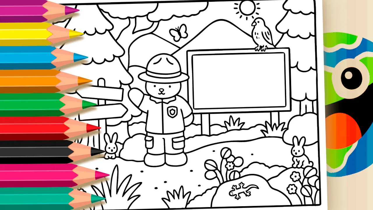 Forest Expedition Bear Coloring Pages