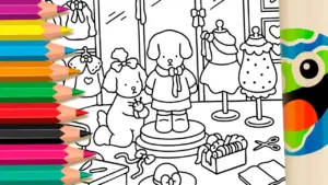 Bobbie Goods Style Sewing Shop Coloring Page coloring page