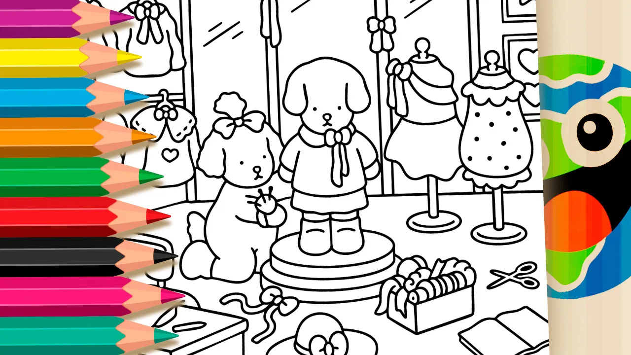 Bobbie Goods Style Sewing Shop Coloring Page
