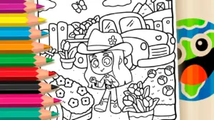 Coloring page Cowgirl Day on the Farm Coloring Page - Free Mobile Art Fun