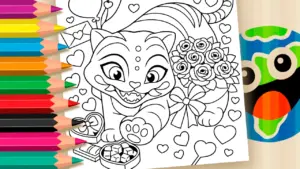 Coloring page Derpy Tiger Romantic Coloring Pages - Free Online Fun