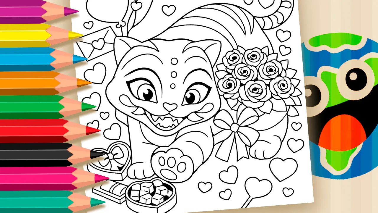Derpy Tiger Romantic Coloring Pages – Free Online Fun
