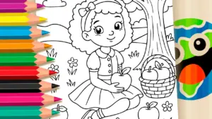 Girl in the Apple Tree Coloring Page – Free to Paint Now coloring page