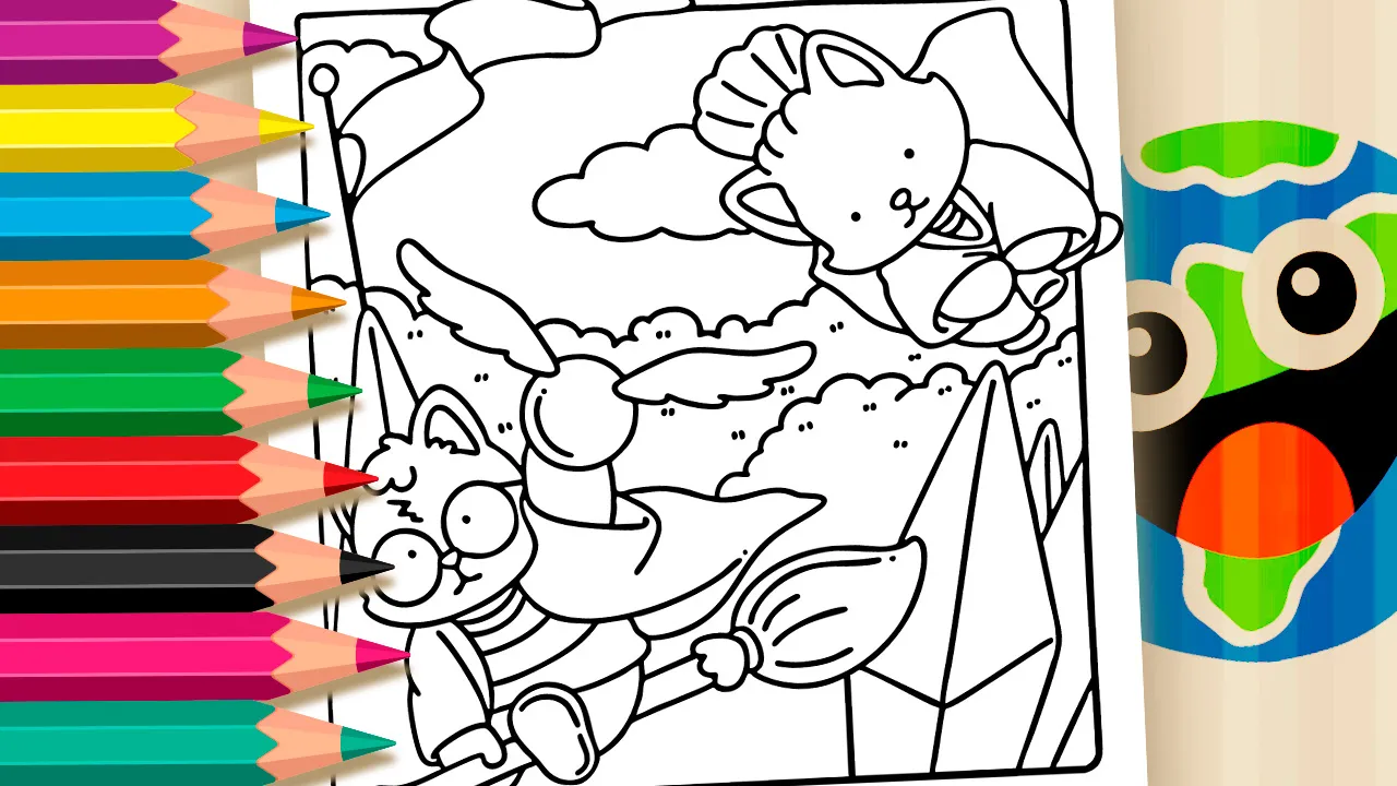 Harry Potter Kawaii Cat Free Theme Coloring Page