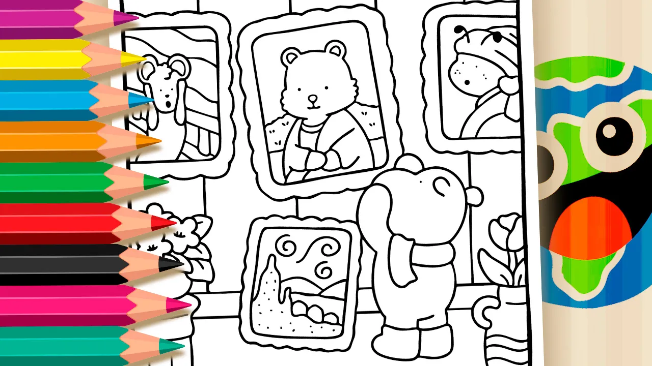 Hippo Curator Coloring Page – Fun Museum Theme