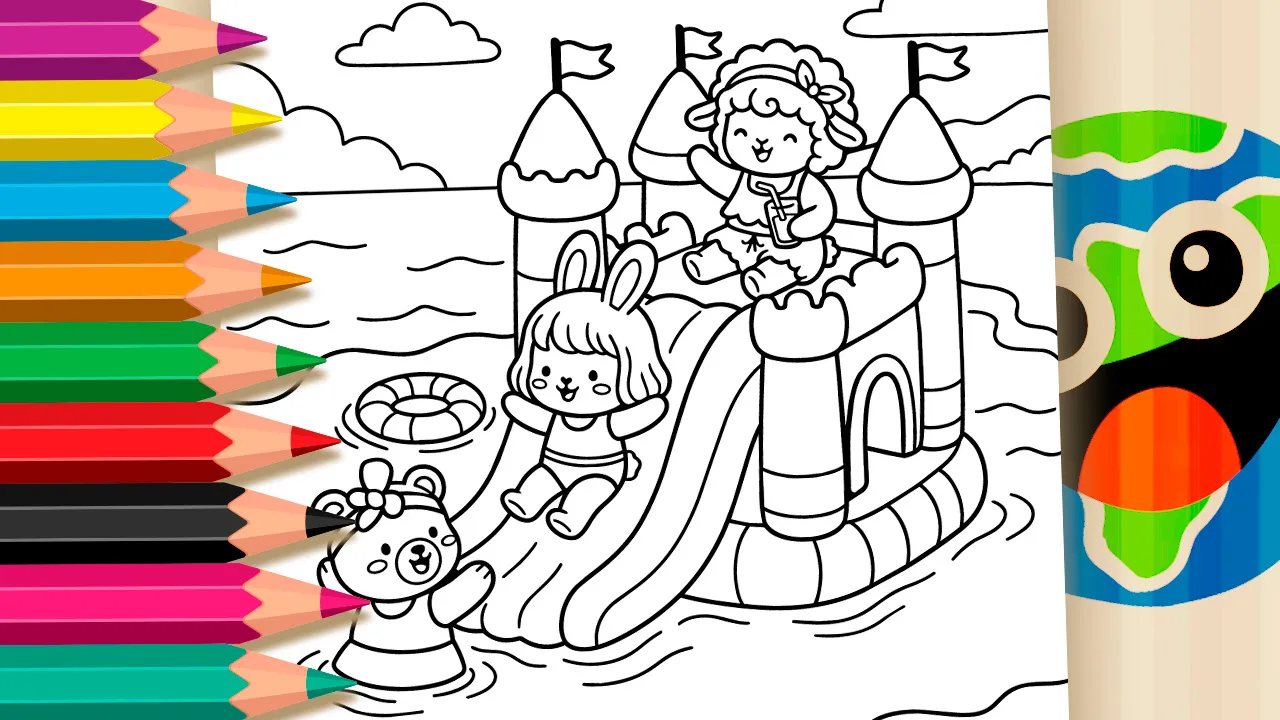 Inflatable Castle Coloring Pages – Free Kawaii Summer Fun