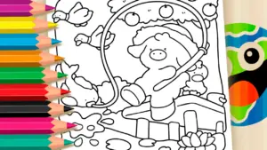 Coloring page Kawaii Cow Fishing Theme Coloring Page – Free Online Coloring