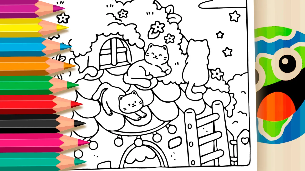 Free Kawaii Kittens Theme Coloring Page