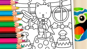 Coloring page Bobbie Goods Style Kitten Circus Coloring Pages