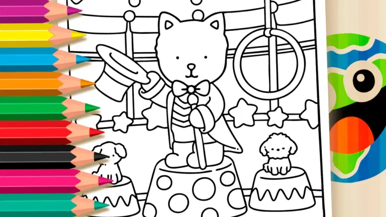 Bobbie Goods Style Kitten Circus Coloring Pages - Cute & Kawaii Coloring Pages Online