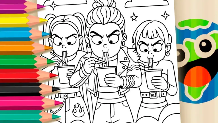 Kpop Girl Warriors Noodle Coloring Pages – Free to Paint Online - Famous Characters Coloring Pages