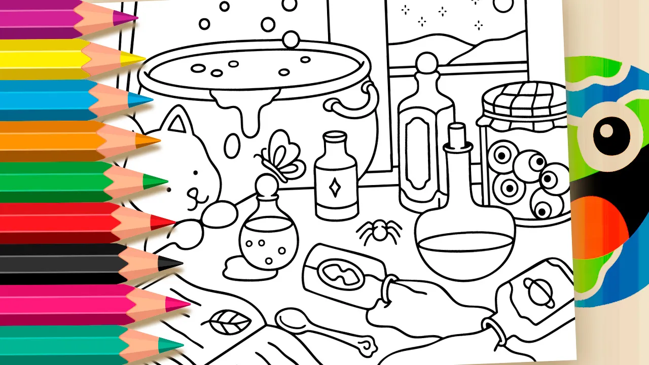 Magical Witchcraft Coloring Pages in Bobbie Goods Style