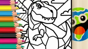 Coloring page Free Romero Britto Style T-Rex Coloring Page ▷ Color Online Now