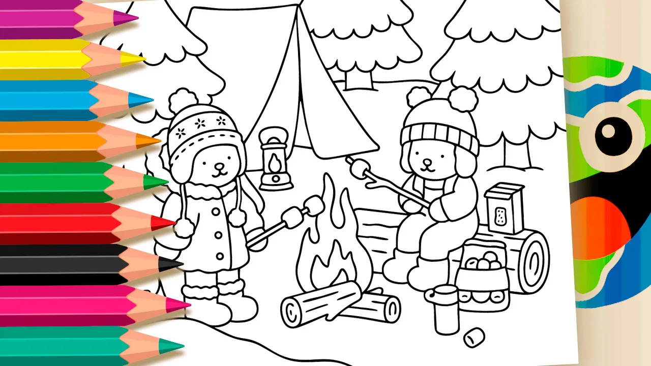 Cozy Winter Camp Bobbie Goods Style Coloring Page