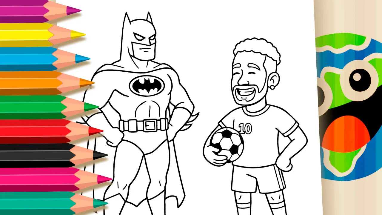 Batman and Neymar Theme Coloring Pages: Fun Online Coloring