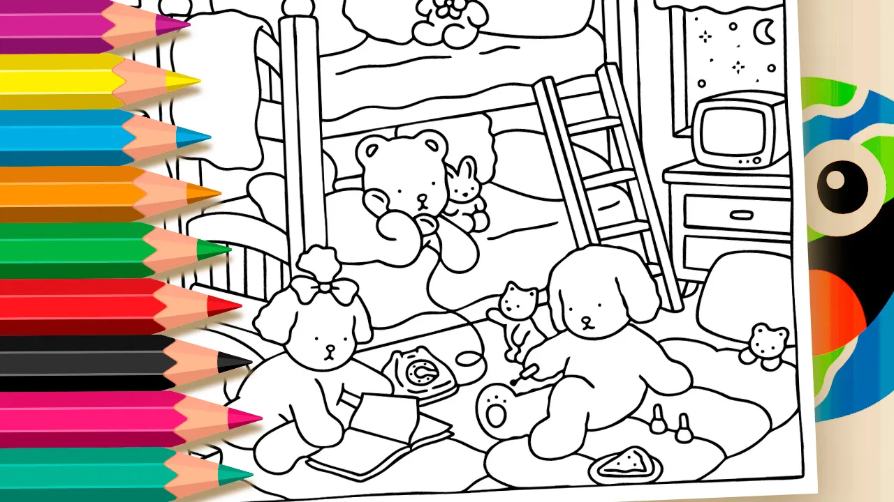 Bobbie Goods Style Pajama Party Coloring Page
