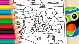 Coloring page Bobbie Goods Style Sandcastle Theme Coloring Page