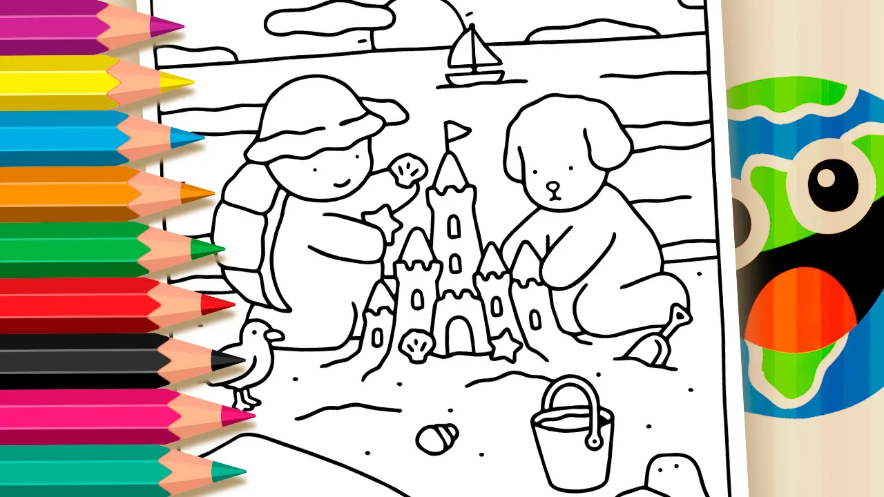 Bobbie Goods Style Sandcastle Theme Coloring Page