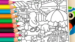 Bobbie Goods Style Amusement Park Coloring Pages