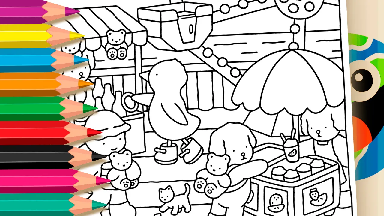 Bobbie Goods Style Amusement Park Coloring Pages