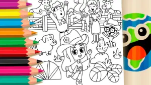 Coloring page Boiadeirinha and Her Gang Celebrating - Fun Farm Coloring Pages