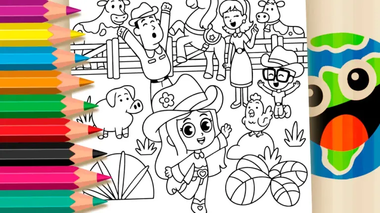Boiadeirinha and Her Gang Celebrating – Fun Farm Coloring Pages - Cute & Kawaii Coloring Pages Online