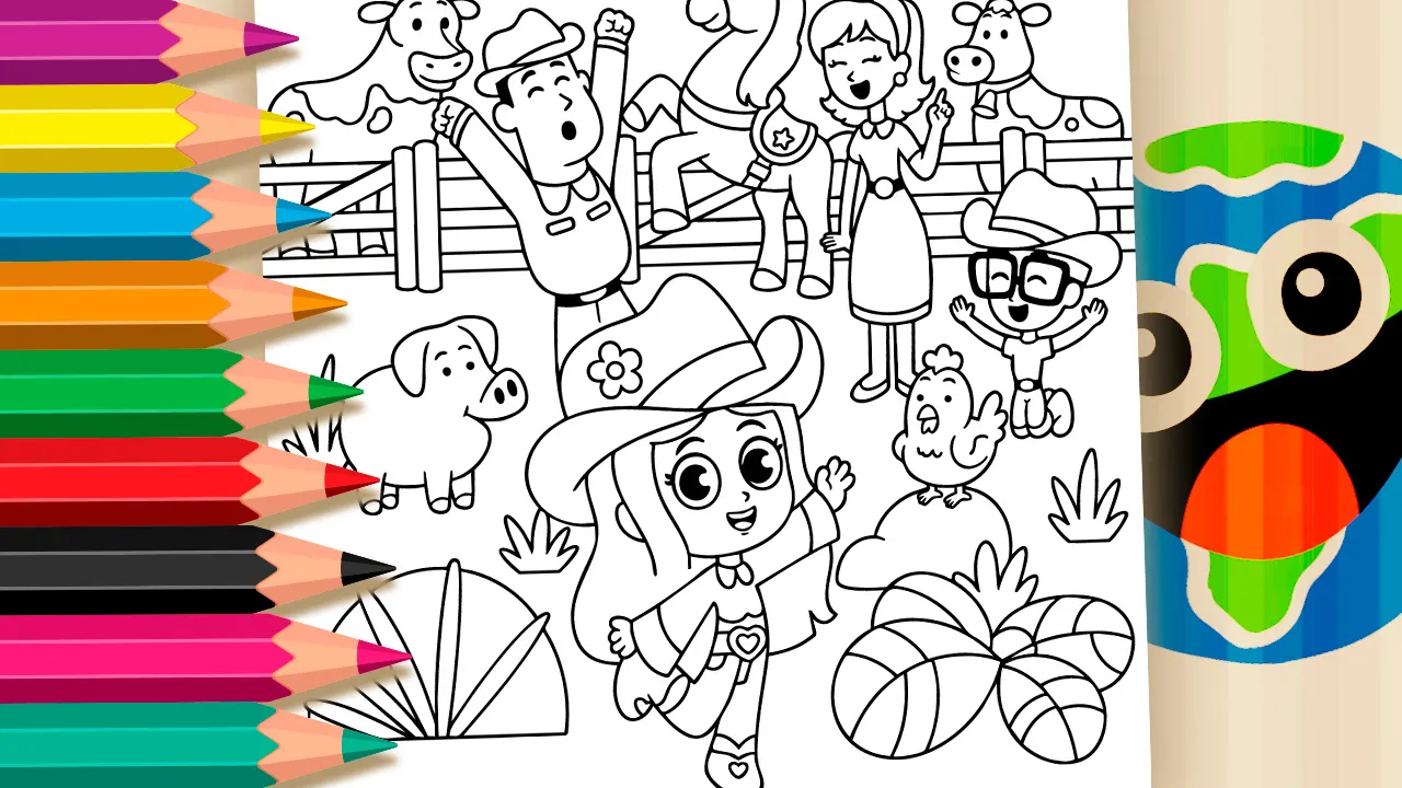 Boiadeirinha and Her Gang Celebrating – Fun Farm Coloring Pages