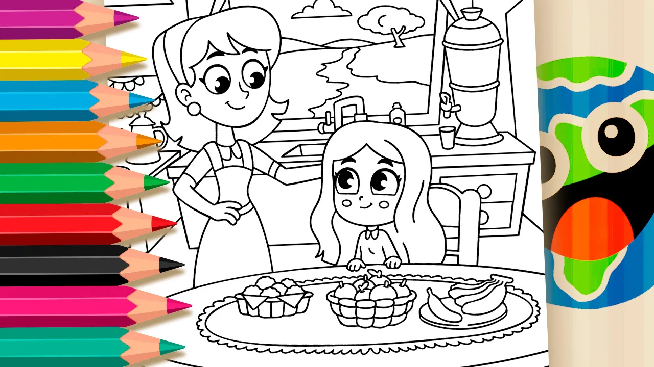Cowgirl and Cecilia Breakfast Theme Coloring Page