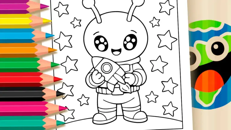 Cute Alien Coloring Page – Free to Paint on Your Phone - Cute & Kawaii Coloring Pages Online