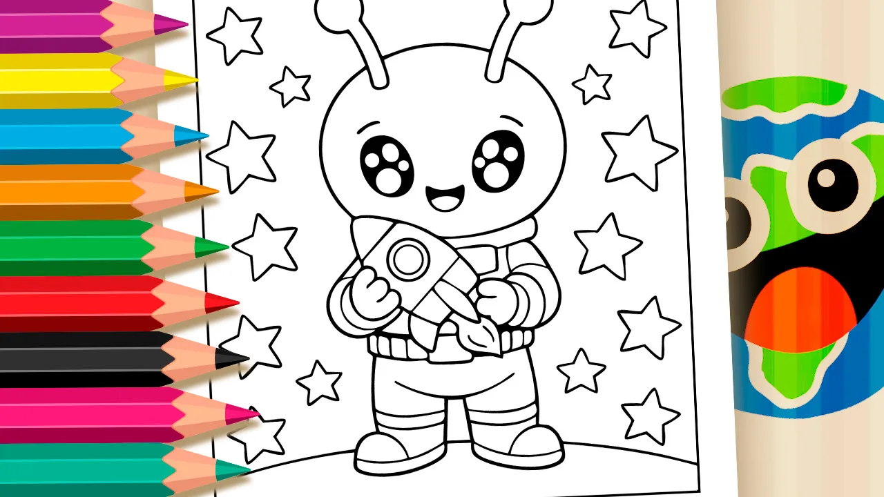 Cute Alien Coloring Page – Free to Paint on Your Phone