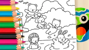 Coloring page Cute Little Animals Summer Coloring Pages