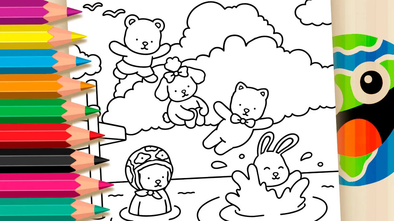 Cute Little Animals Summer Coloring Pages