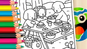 Coloring page Bobbie Goods Style Healthy Snack Theme Coloring Page